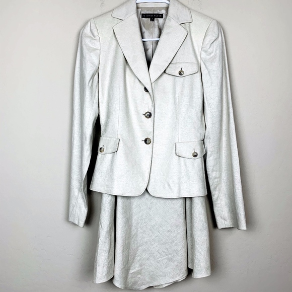Antonio Melani Linen Blend Skirt Suit SZ 0 - Picture 1 of 8